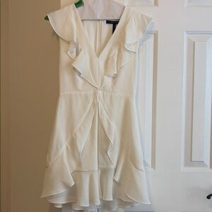 BCBGMaxAzria Cream Ruffle Mini Dress
